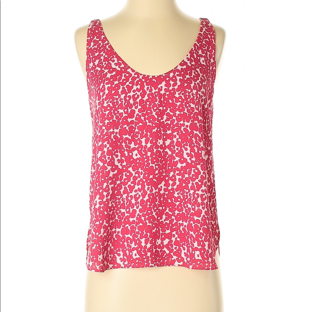 LOFT Pink and White Printed Sleeveless Tank Top